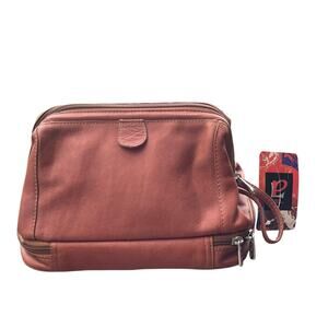 NWT PIELS Brown Leather Toiletree/Dop Kit